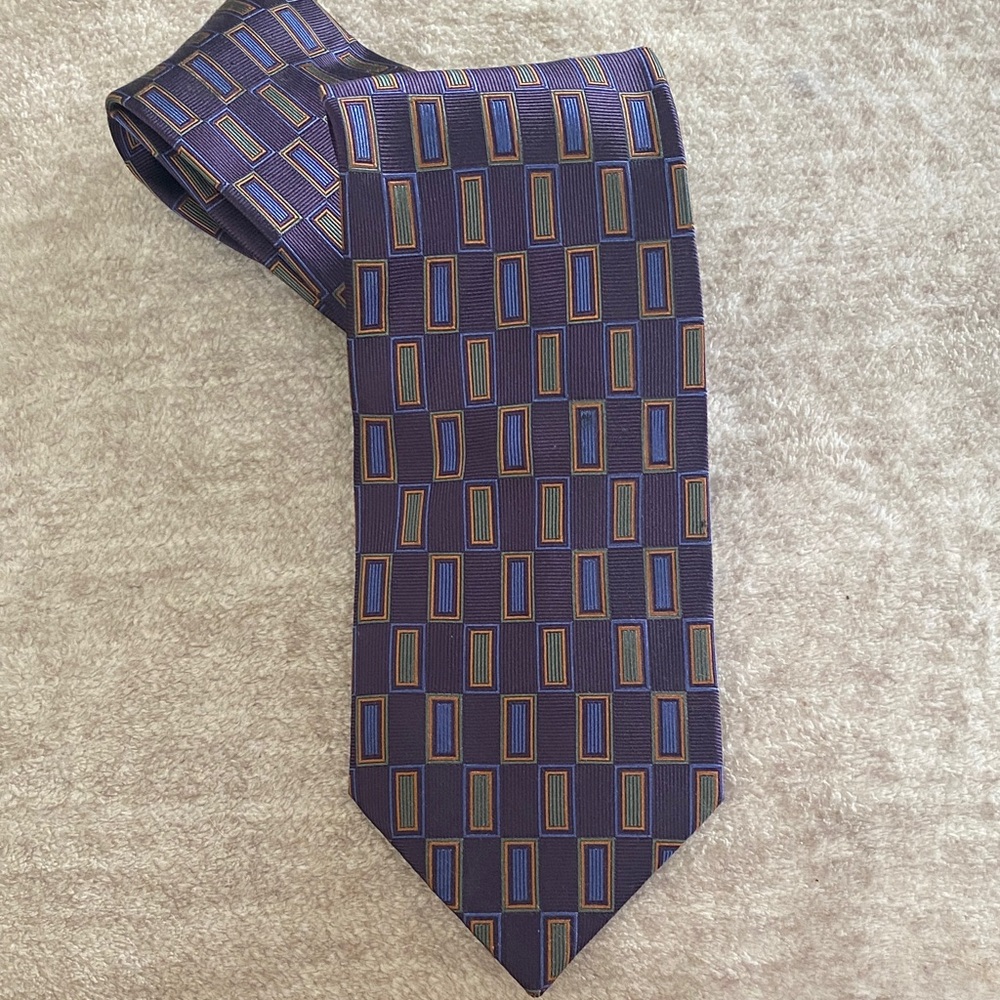 Stafford Purple Rectangular Pattern Tie